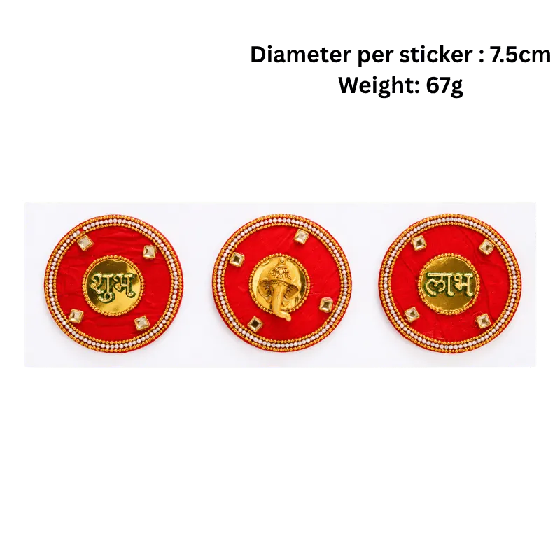 Fancy Shubh Labh Stickers - Red-Global Food Hub