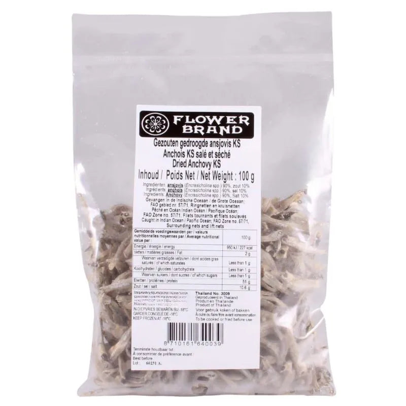 Flower Brand Salted Dried Anchovies Frozen - 100g-Global Food Hub