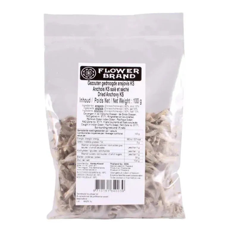 Flower Brand Salted Dried Anchovies Frozen - 100g-Global Food Hub