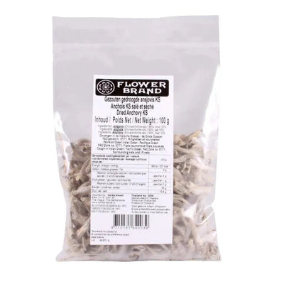 Flower Brand Salted Dried Anchovies Frozen-100 grams-Global Food Hub