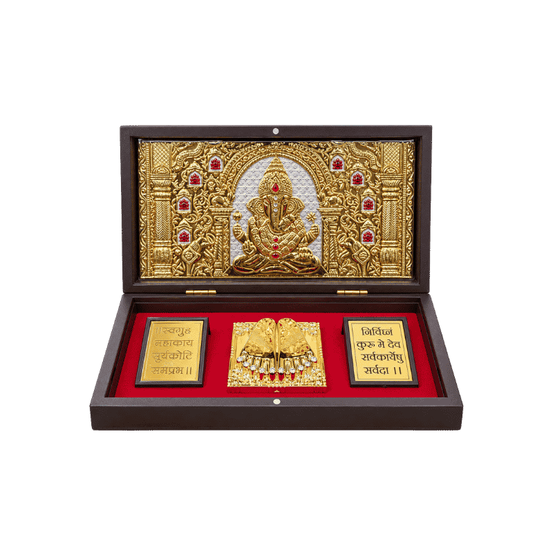 Ganesh Photo Frame With Charan Paduka Gift Set-Global Food Hub