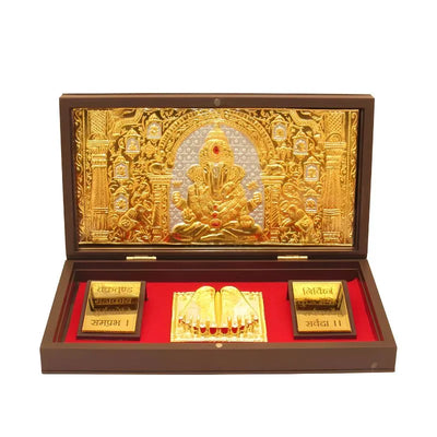 Ganesh Photo Frame With Charan Paduka Gift Set-Global Food Hub