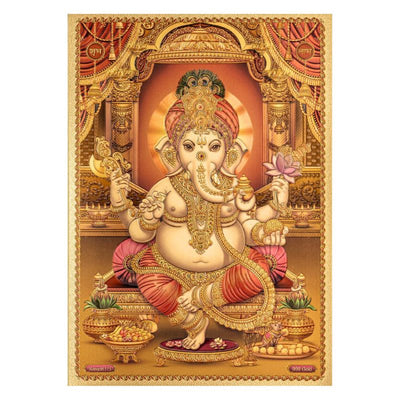 Ganesha Golden Gold Foil Poster - 21cm x 30cm-Global Food Hub