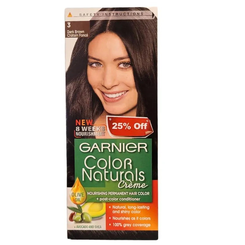 Garnier Color Naturals Creme Hair Color - 3 Dark Brown-Global Food Hub