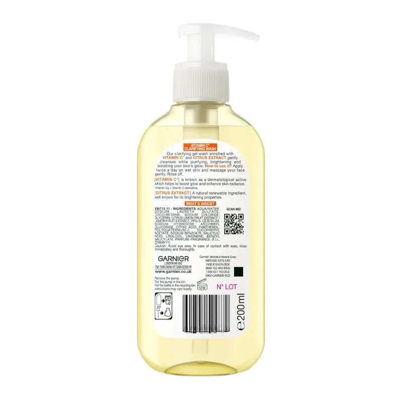 Garnier Vitamin C Glow Boosting Gel Wash Cleanser - 200ml-Global Food Hub