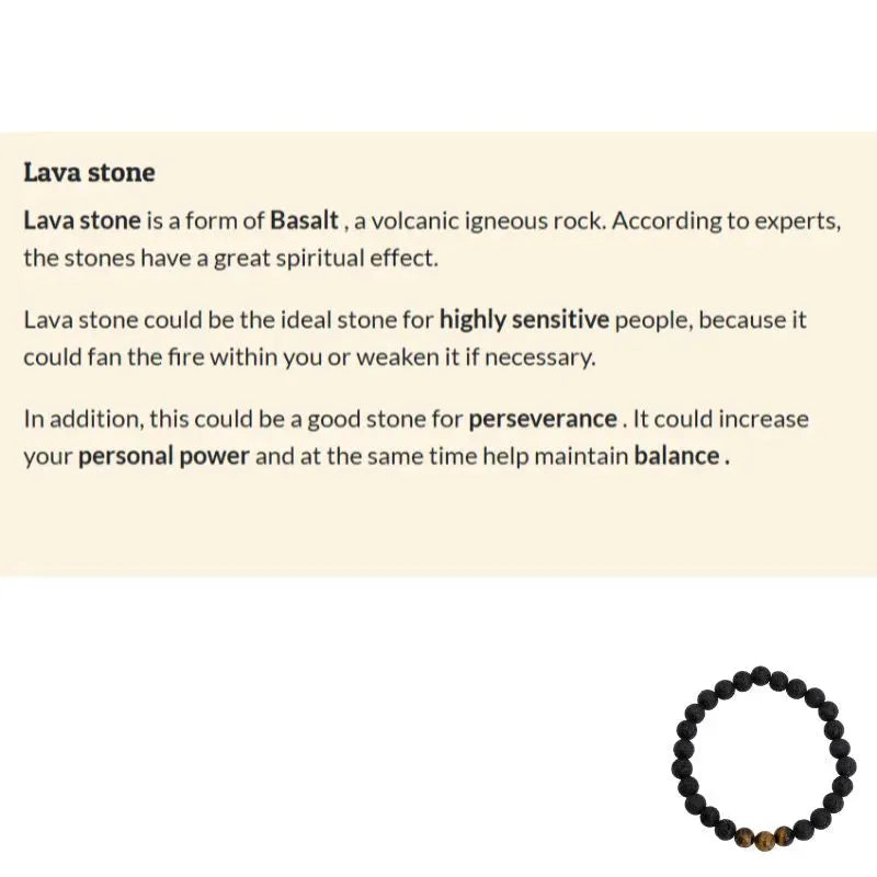 Gemstone Bracelet Men Large Tiger Eye & Lava Stone (8mm, 21 cm)-Global Food Hub