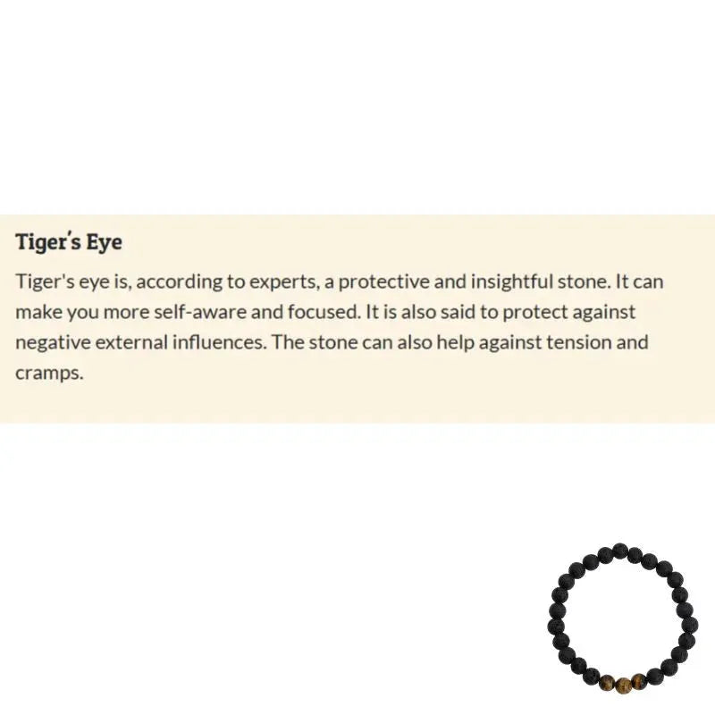 Gemstone Bracelet Men Large Tiger Eye & Lava Stone (8mm, 21 cm)-Global Food Hub