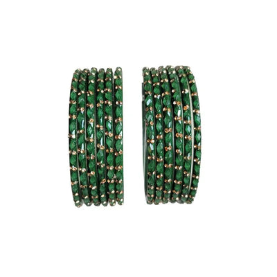 Glass Bangles Set of 12 - Dark Green-Global Food Hub