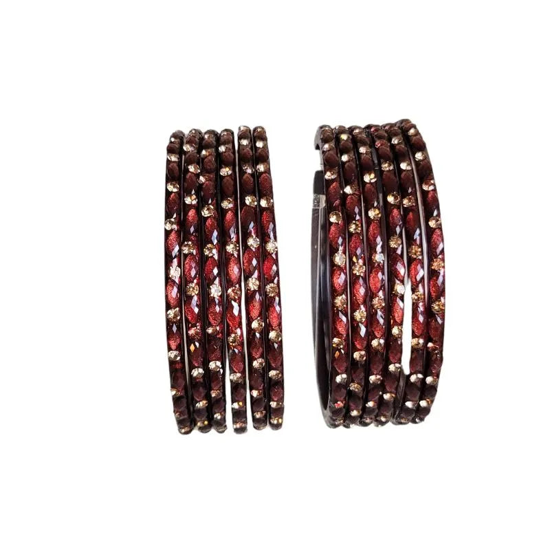 Glass Bangles Set of 12 - Dark Red - 2.6-Global Food Hub