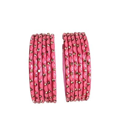 Glass Bangles Set of 12 - Pink - 2.6-Global Food Hub