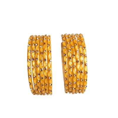 Glass Bangles Set of 12 - Yellow - 2.6-Global Food Hub