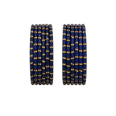 Glass Bangles Stone Work Set of 12 - Royal Blue - 2.8-Global Food Hub