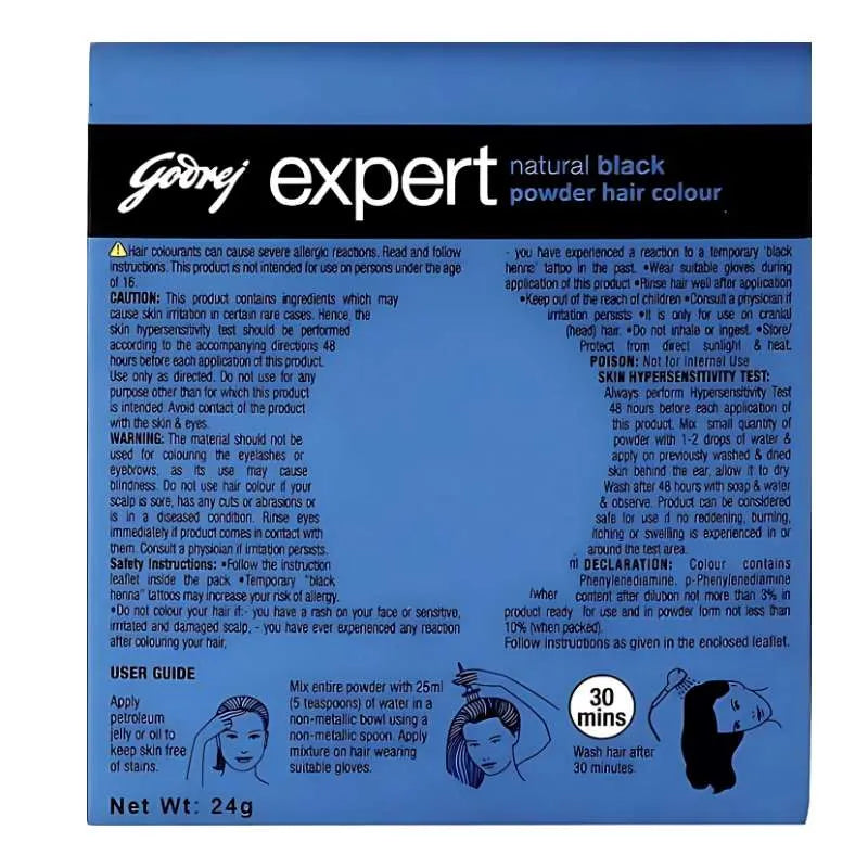Godrej Natural Black Expert Powder Hair Color - 12 Pieces (36 gr total)-Global Food Hub