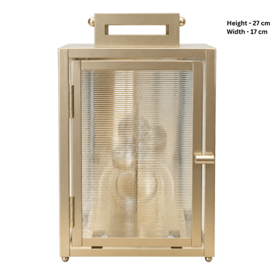 Gold Lantern Candle Holder with Handle – 3 Tealight Holders-Global Food Hub
