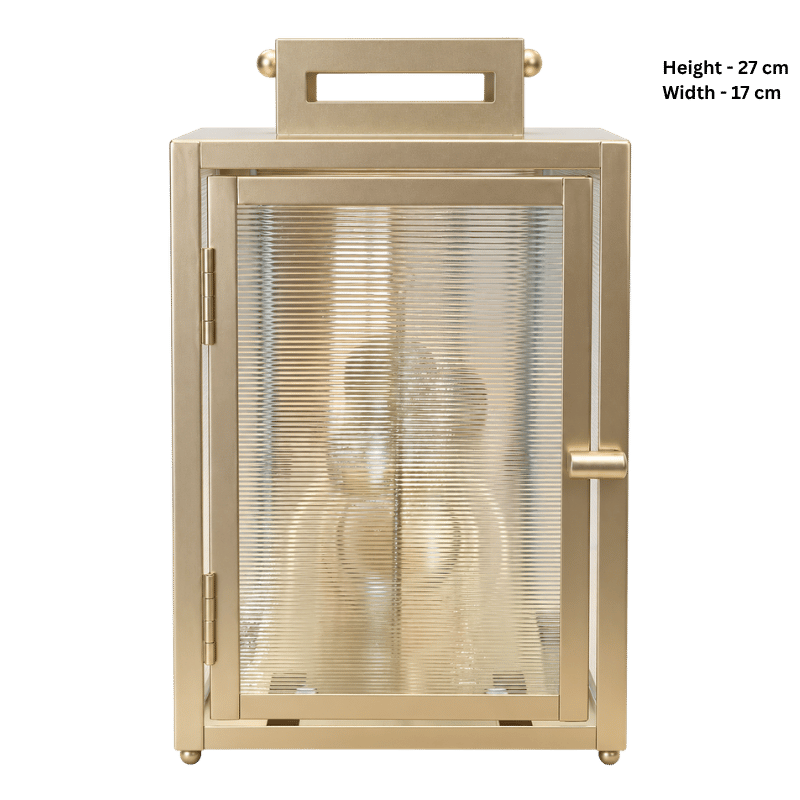 Gold Lantern Candle Holder with Handle – 3 Tealight Holders-Global Food Hub