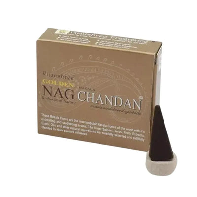 Golden Nag Chandan Incense Cones - 10 Cones-Global Food Hub
