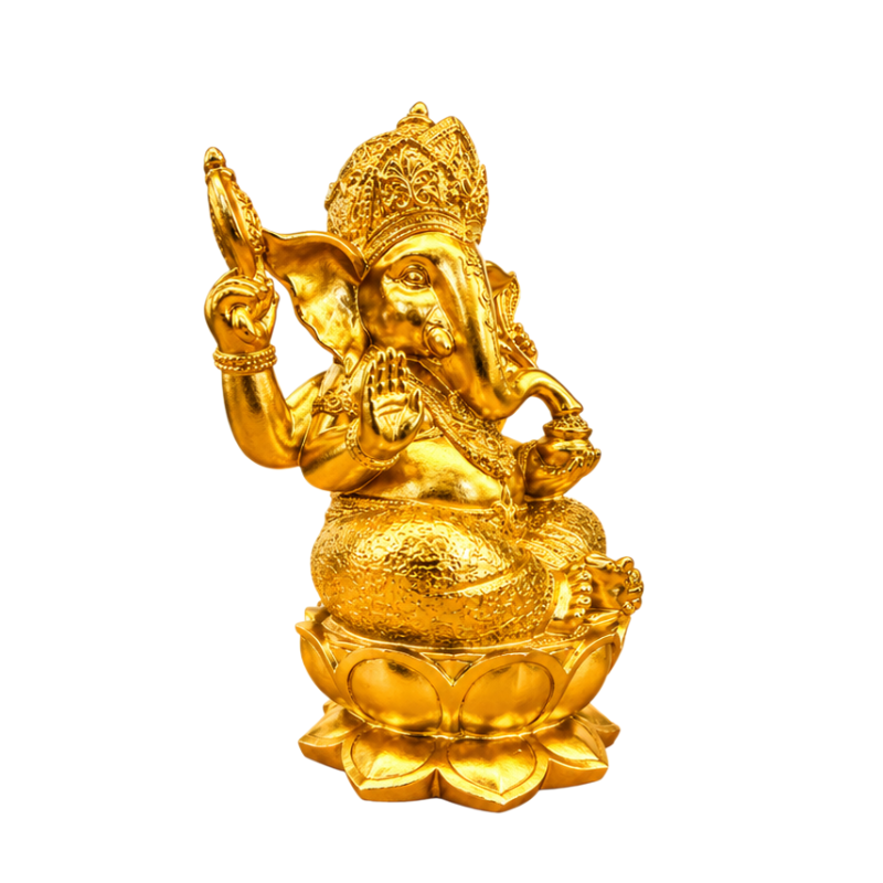 Golden Seated Ganesha 23cm - Polyresin Statue-Global Food Hub