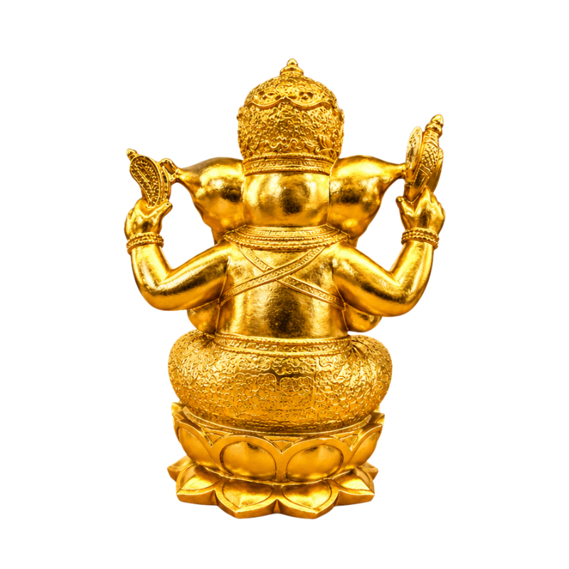 Golden Seated Ganesha 23cm - Polyresin Statue-Global Food Hub