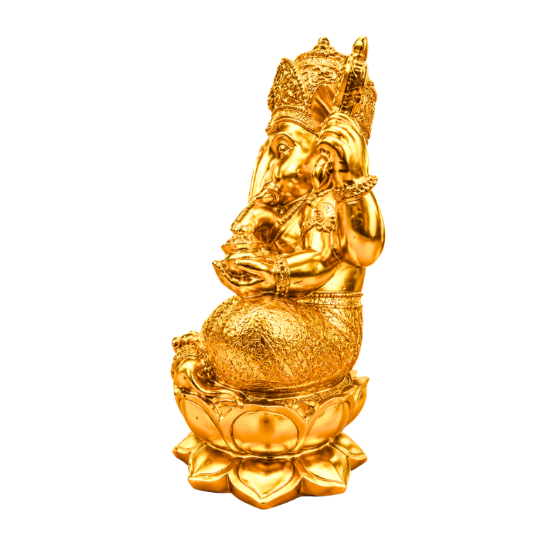 Golden Seated Ganesha 23cm - Polyresin Statue-Global Food Hub
