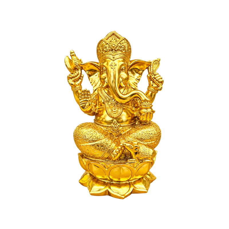 Golden Seated Ganesha 23cm - Polyresin Statue-Global Food Hub