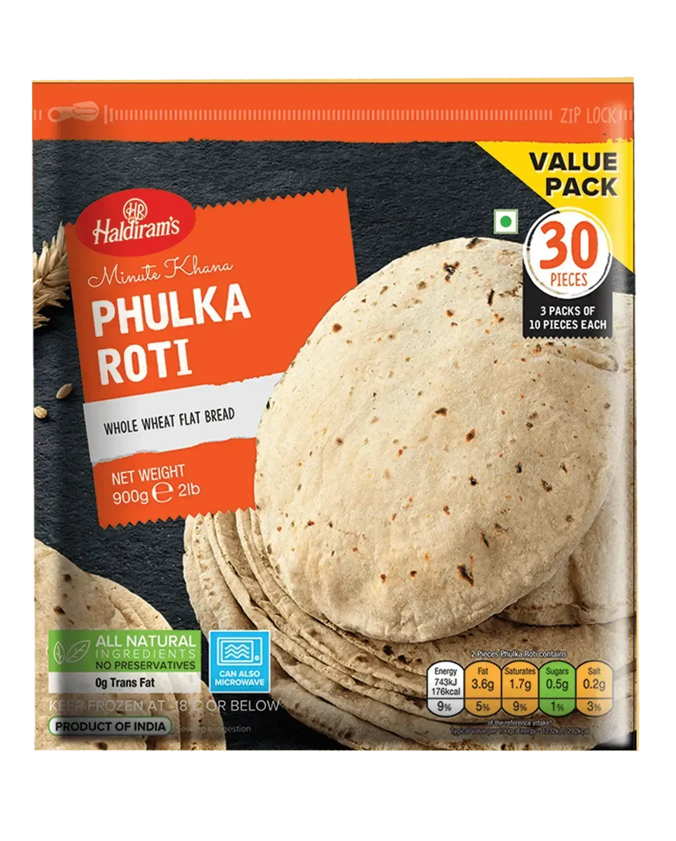 Haldiram Frozen Phulka Roti VP - 900g-Global Food Hub