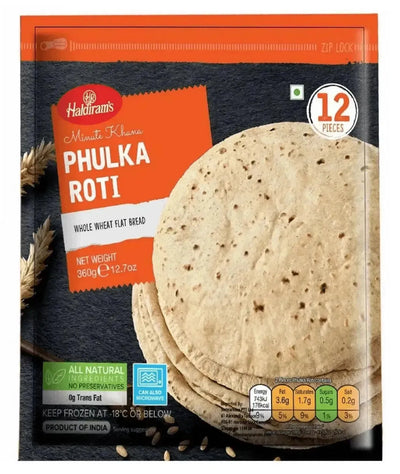 Haldiram Frozen Phulka Roti Vegan - 360g-Global Food Hub