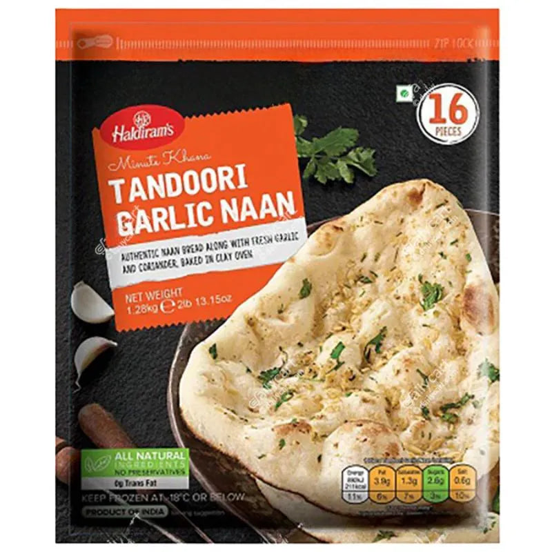 Haldiram Frozen Tandoori Garlic Naan Value Pack 1.28kg-Global Food Hub