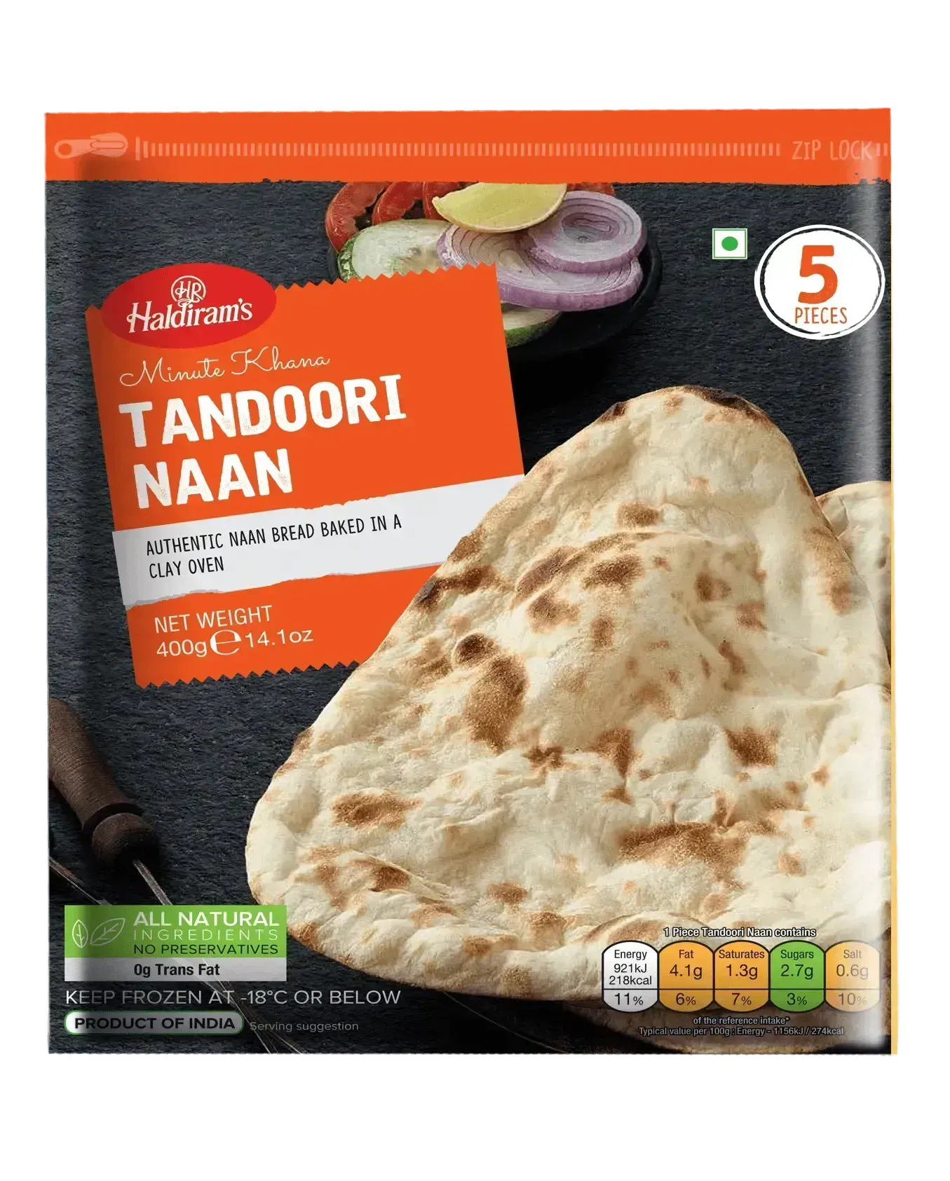 Haldiram Frozen Tandoori Naan - 400g-Global Food Hub