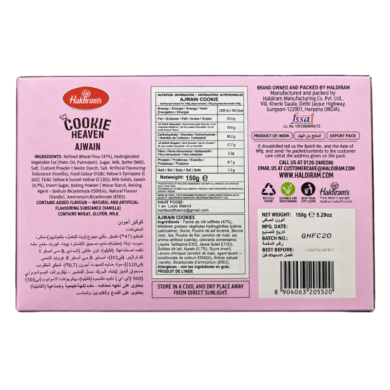Haldiram's - Cookie Heaven Ajwain 150g-Global Food Hub