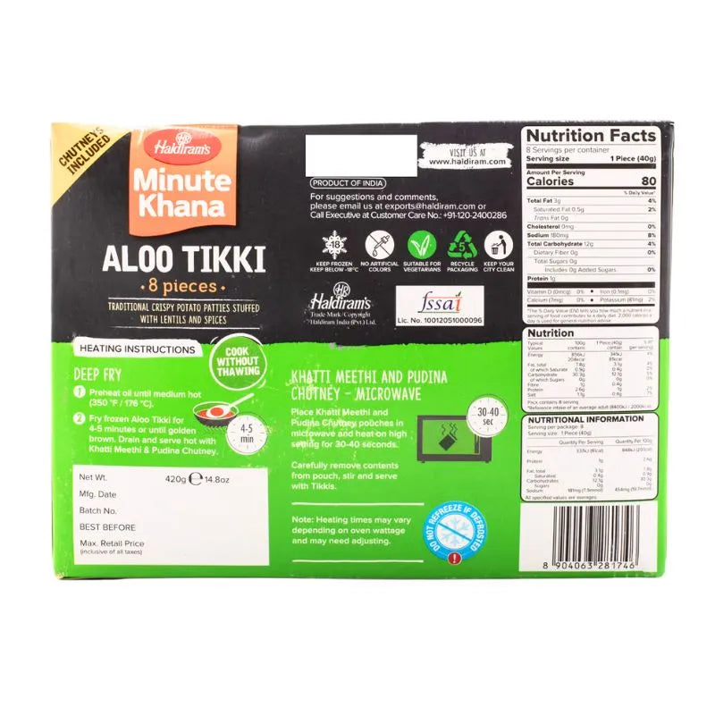 Haldiram's - Frozen Aloo Tikki Vegan 420g-Global Food Hub