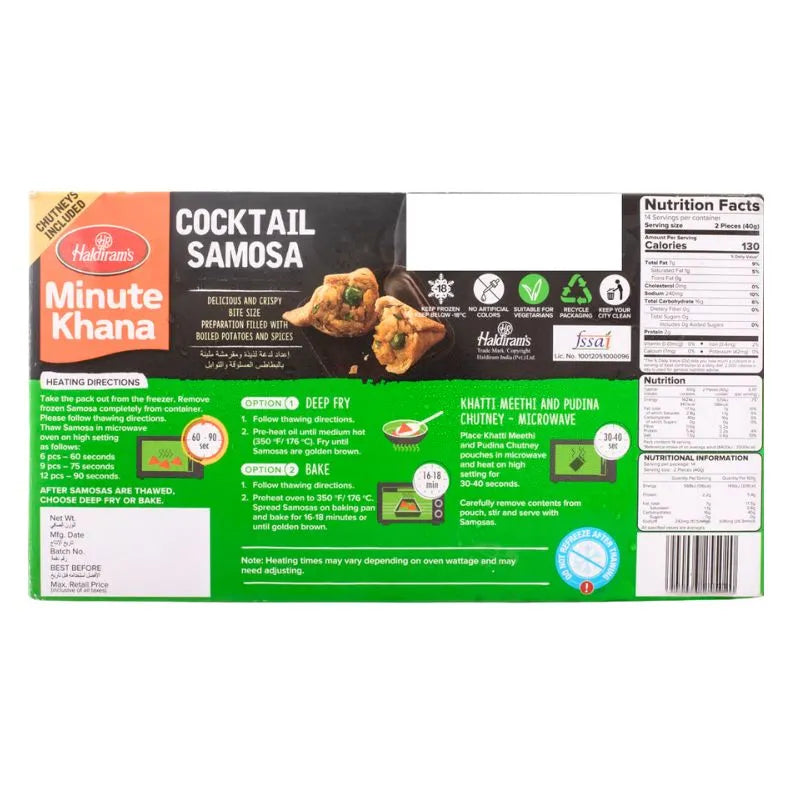 Haldiram's - Frozen Cocktail Samosa Vegan Value pack 1.4Kgs-Global Food Hub