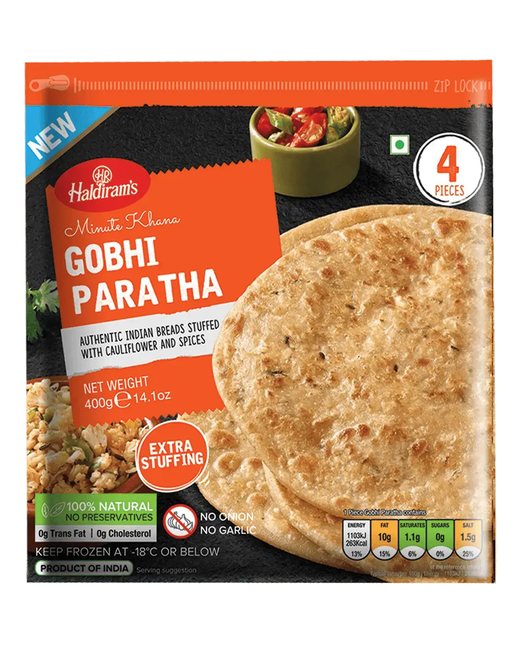 Haldiram's Frozen Gobhi Paratha-400 grams-Global Food Hub