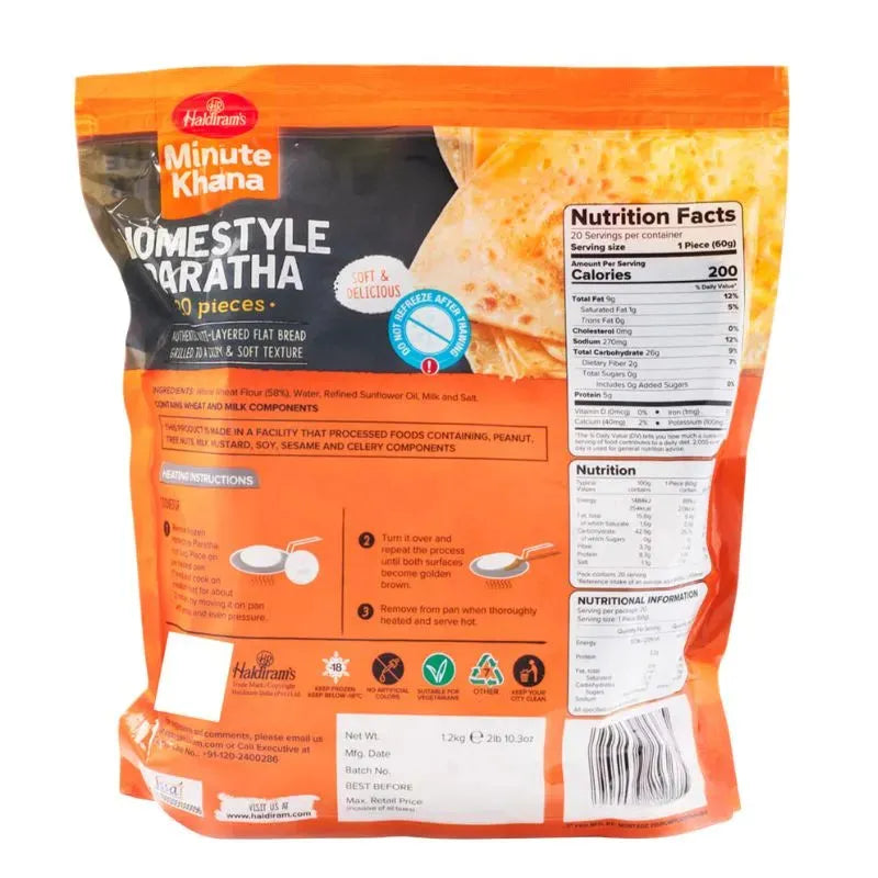 Haldiram's - Frozen Homestyle Paratha Value Pack 1.2Kgs-Global Food Hub