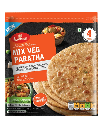 Haldiram's Frozen Mix Veg Paratha (Vegan)-400 grams-Global Food Hub
