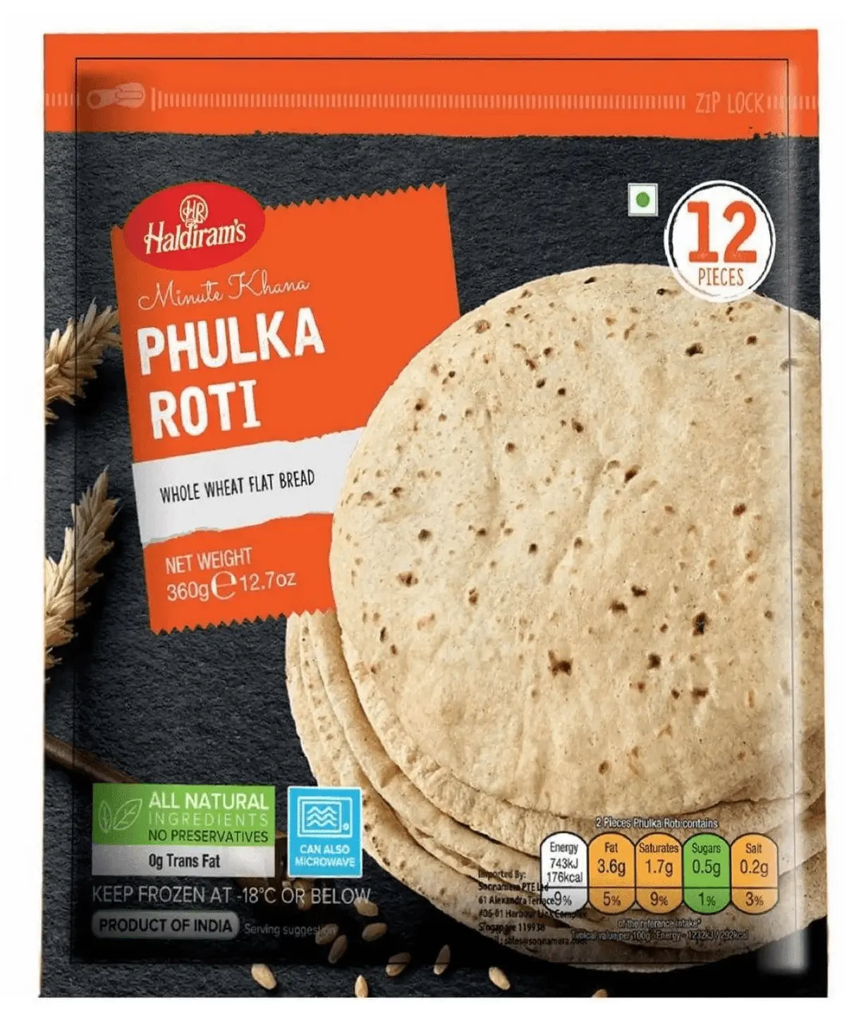 Haldiram's Frozen Phulka Roti - 360gms-360 grams-Global Food Hub