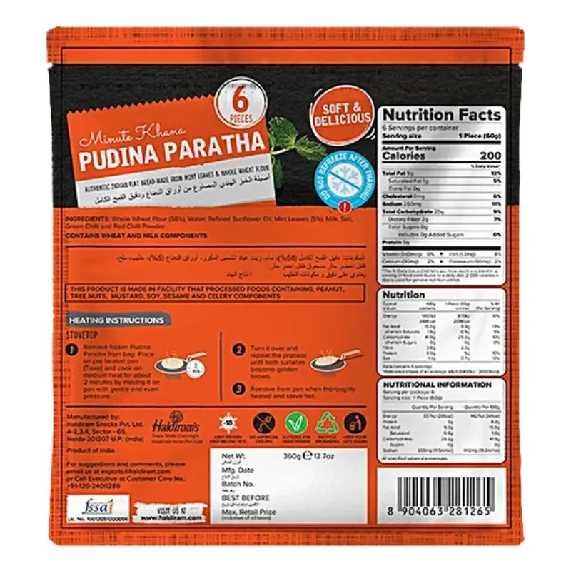 Haldiram's - Frozen Pudina Paratha 360g-Global Food Hub
