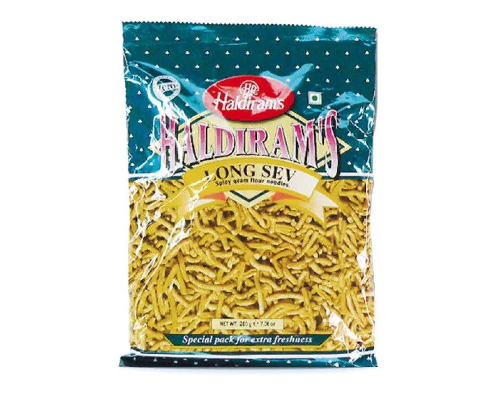 Haldiram's - Long Sev (Spicy Chickpea Flour Snack)-200 grams-Global Food Hub
