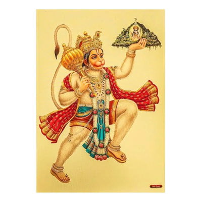 Hanuman Gold Foil Poster - 21cm x 30cm-Global Food Hub