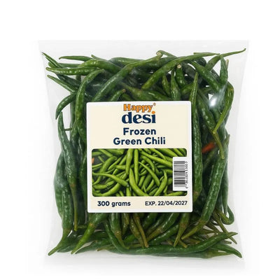 Happy Desi Frozen Green Chilli - 300g-Global Food Hub