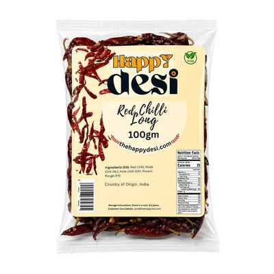 Happy Desi Red Chilli Long- 100g-Global Food Hub