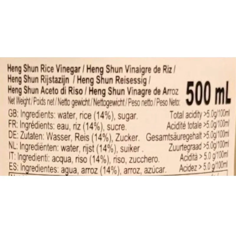 Heng Shun White Rice Vinegar - 500ml-Global Food Hub