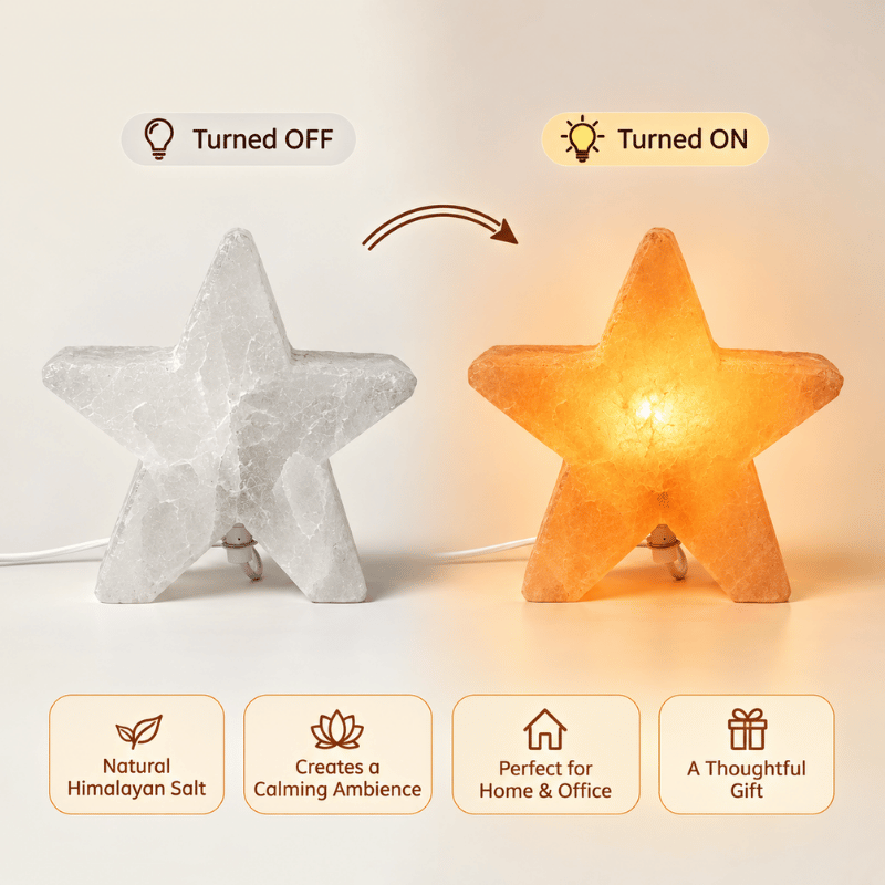 Himalaya Salt Lamp Star Shape - White-Global Food Hub