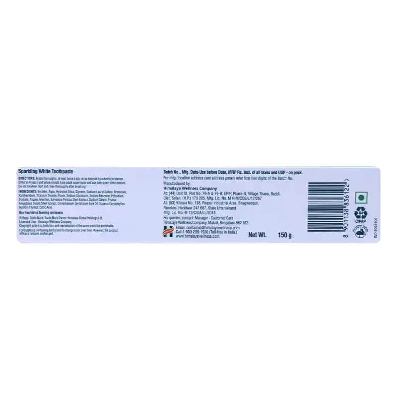 Himalaya Sparkling White Fresh Gel Toothpaste - 150g-Global Food Hub
