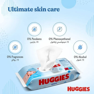 Huggies Pure Wipes 99% Water - 72 Pieces-Global Food Hub