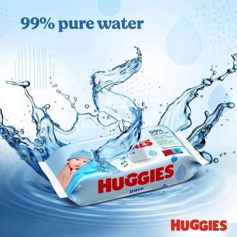 Huggies Pure Wipes 99% Water - 72 Pieces-Global Food Hub