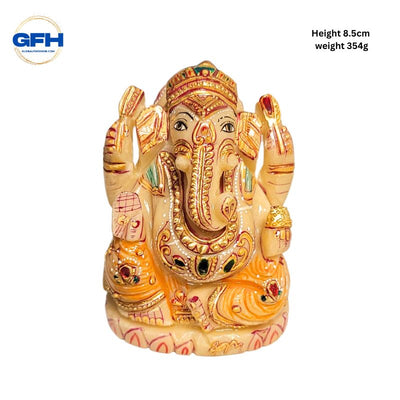 Ivory Stone Ganesha With Certificate-Global Food Hub