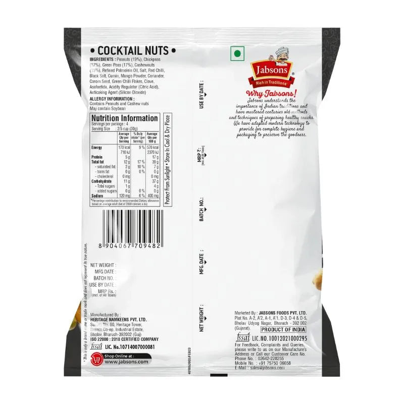 Jabsons Cocktail Nuts - 120g-Global Food Hub