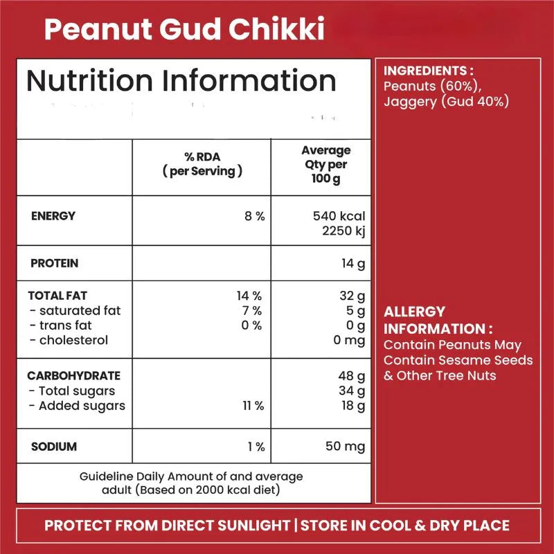 Jabsons Peanut Gud Chikki - 100g-Global Food Hub