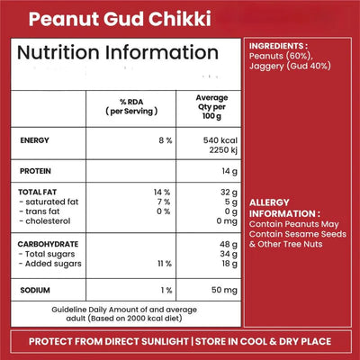 Jabsons Peanut Gud Chikki - 100g-Global Food Hub