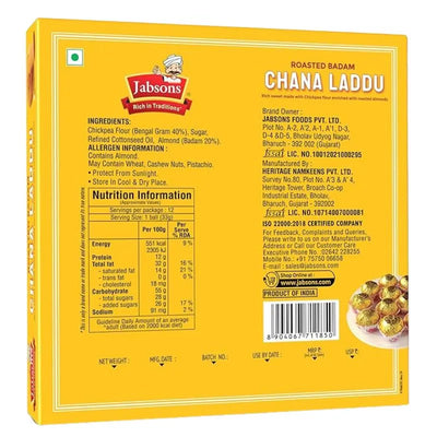 Jabsons Roasted Badam Chana Laddu - 400g-Global Food Hub